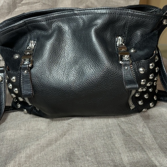 B. Makowsky Black Studded Leather Handbag - Picture 5 of 14
